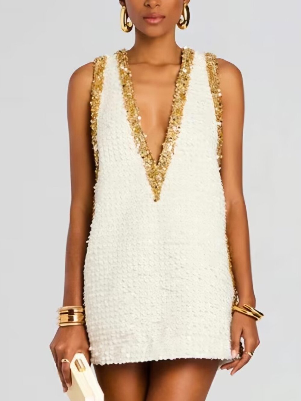 Women'S Sequin V-Neck Loose Evening Dress, Sparkly Summer Party Mini Shift Glitt